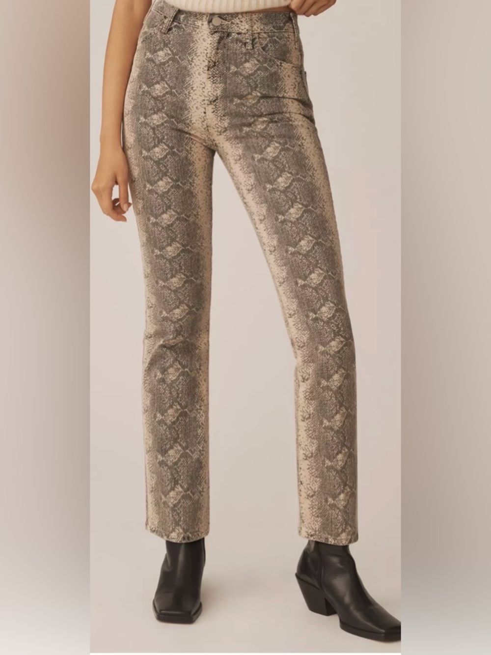 NWT MOTHER "The Hustler" Flood jeans in the "Boa Babe" snake print 27 - Picture 6 of 16